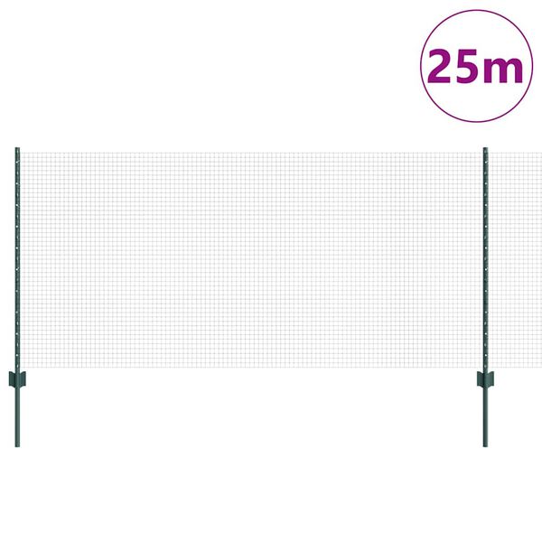 vidaXL Fence with Post Green 3.28 x 82.02 ft Steel