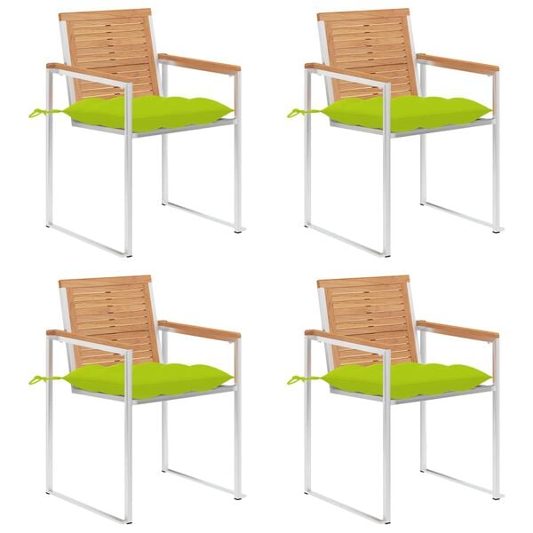 vidaXL Patio Chairs 4 pcs with Cushions Solid Teak Wood