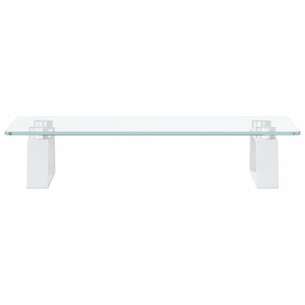 vidaXL Monitor Stand White 15.7"x7.9"x3.1" Tempered Glass and Metal
