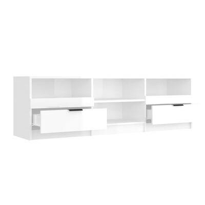 vidaXL TV Cabinet High Gloss White 59.1"x13.2"x17.7" Engineered Wood