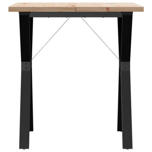 vidaXL Dining Table Pine Solid Pine Wood, Powder-Coated Steel Medium