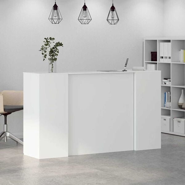 vidaXL Reception Desk White Engineered wood Large Reception Desk