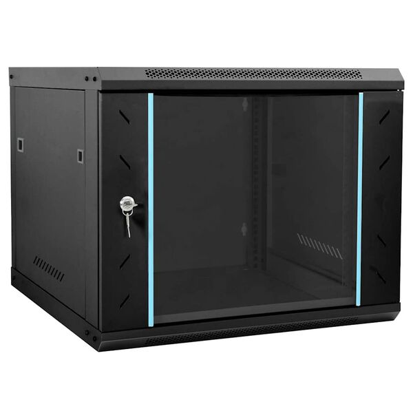 vidaXL Network Cabinet with Storage Black 60 x 60 x 50 cm Steel