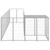 vidaXL Dog Kennel Silver Grey Powder-Coated Steel, Polyethylene 78.0 sq ft