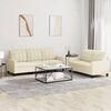 vidaXL Sofa Set Cream Faux leather 2-Seater and 3-Seater Durable