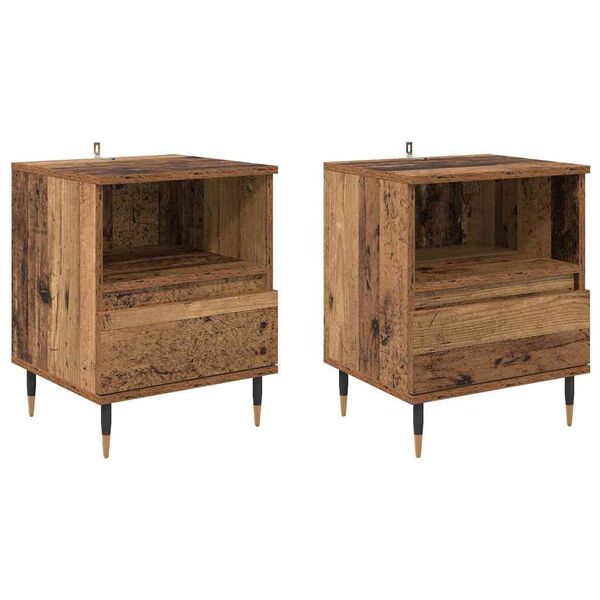 vidaXL Bedside Cabinet 2 pcs Old Wood 15.75 x 13.78 x 19.69 in