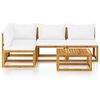 vidaXL Garden Lounge Set Cream, Natural Wood