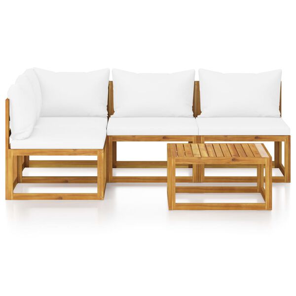 vidaXL Garden Lounge Set Cream, Natural Wood