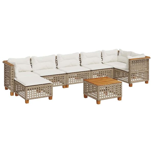 vidaXL Garden Sofa Set Beige PE Rattan Large Removable Covers