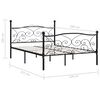 vidaXL Bed Frame Black Metal, Plywood Full Modern Bed Frame