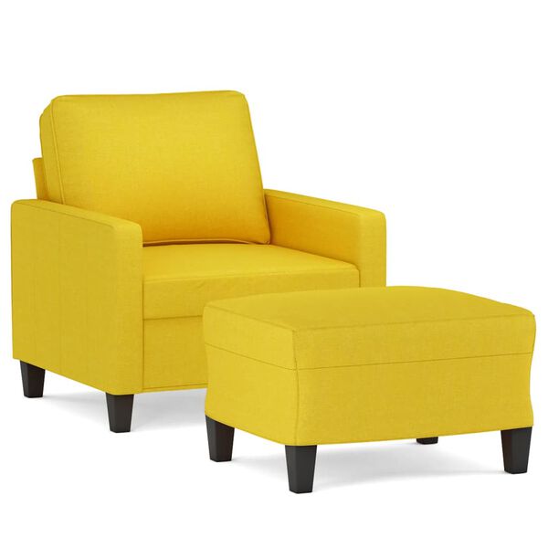 vidaXL Sofa Chair with Footstool Light Yellow