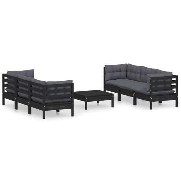 vidaXL Garden Lounge Set Black, Anthracite