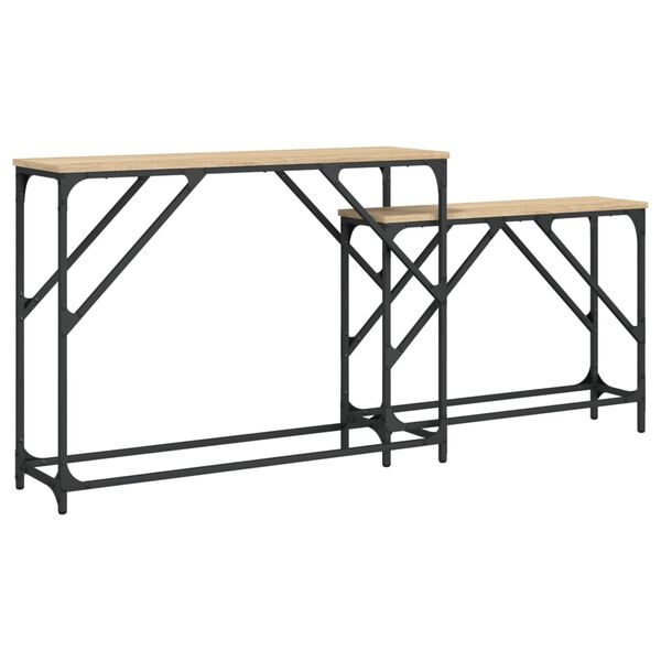 vidaXL Nesting Console Table Sonoma Oak Engineered Wood, Metal Medium