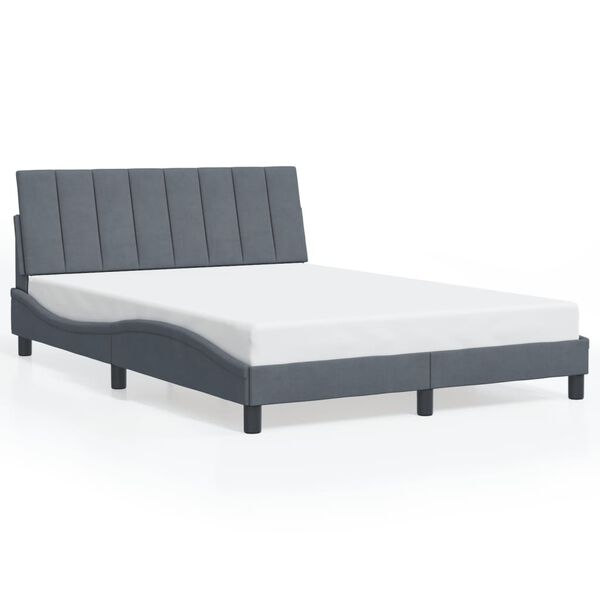 vidaXL Bed Frame without Mattress "Hanko" Dark Gray 53.9"x74.8" Velvet
