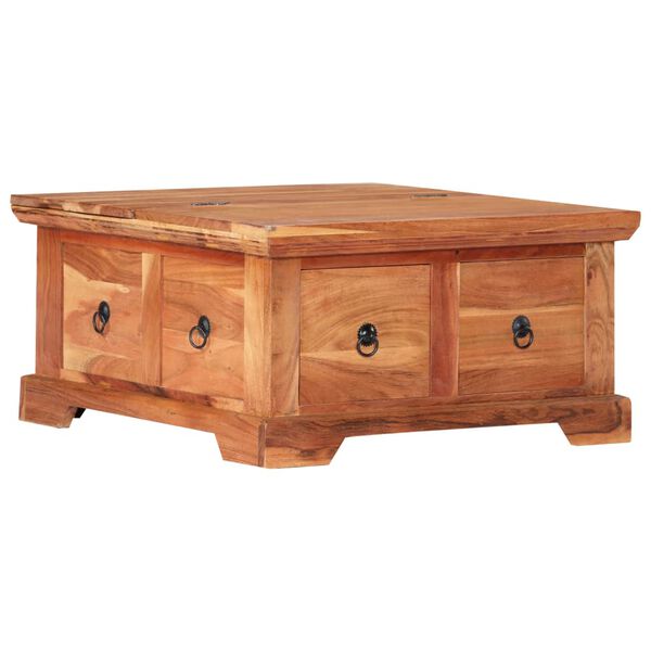 vidaXL Coffee Table Brown Solid Acacia Wood 26.0 x 27.6 x 13.8 in