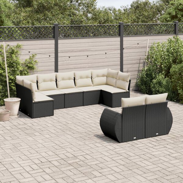 vidaXL Garden Sofa Set Black, Cream White