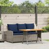 vidaXL Patio Sofa 3-Seater with Cushions&Table Gray Poly Rattan