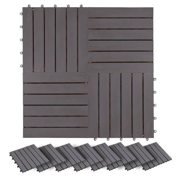 vidaXL Decking Tiles 20 pcs Gray Wash 11.8"x11.8" Solid Acacia Wood