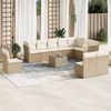 vidaXL Garden Sofa Set Beige PE rattan, powder-coated steel, tempered glass