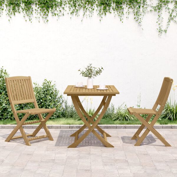 vidaXL Garden Chair Set of 2 Light Natural Wood Solid Acacia Wood