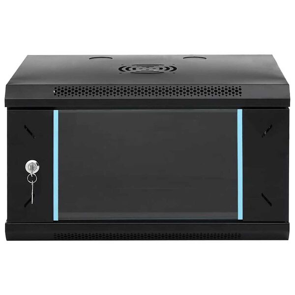 vidaXL Network Cabinet with Storage Black 53 x 45 x 30 cm Steel