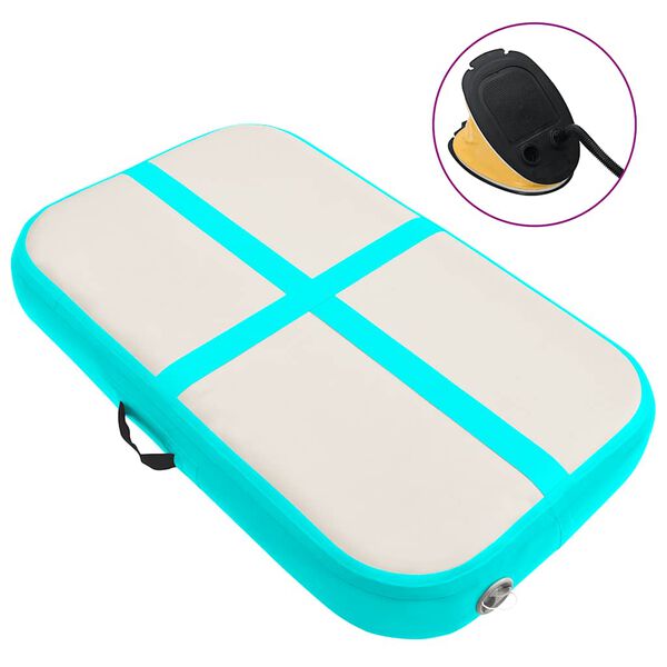 vidaXL Inflatable Gymnastics Mat with Pump 23.6x39.4x3.9" PVC Green