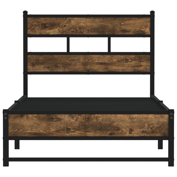 vidaXL Bed Frame Smoked Oak Steel, engineered wood Single Bed Frame