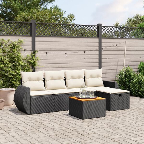 vidaXL Garden Sofa Set Black, Cream White