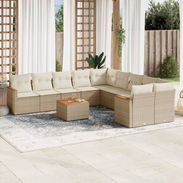 vidaXL Garden Sofa Set Beige PE Rattan Large Modular Garden Sofa Set
