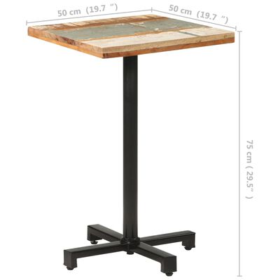 vidaXL Bistro Table Square 19.7"x19.7"x29.5" Solid Reclaimed Wood
