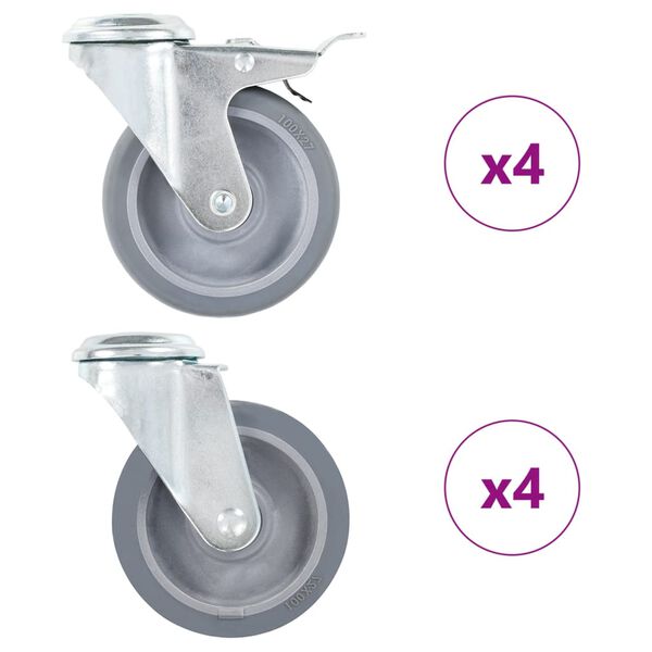 vidaXL 8 pcs Bolt Hole Swivel Casters 3.94 " (2x143432)