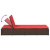 vidaXL Patio Sunbed Brown Poly Rattan Single Durable
