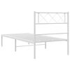 vidaXL Metal Bed Frame White Powder-coated steel Twin Metal Bed Frame