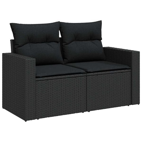 vidaXL Garden Sofa Set Height-Adjustable 9 pcs Black poly rattan