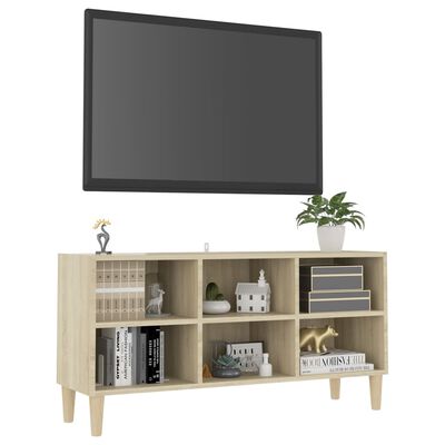 vidaXL TV Cabinet with Solid Wood Legs Sonoma Oak 40.7"x11.8"x19.7"