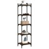 vidaXL Bookcase Brown Oak Engineered Wood, Metal Large Adjustable Feet