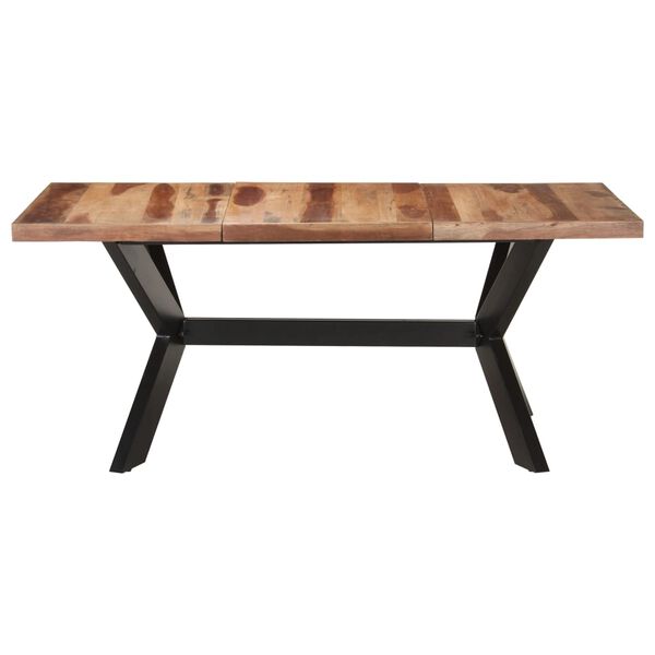 vidaXL Dining Table Honey Solid acacia wood, rubberwood, powder-coated steel