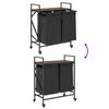 vidaXL Laundry Basket 2 Compartments with Wheels Brown Oak