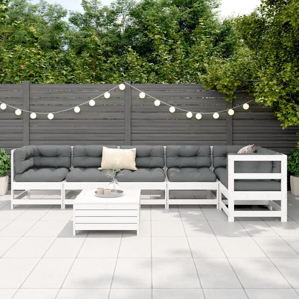 vidaXL Garden Sofa Set White Solid Pine Wood Large Modular
