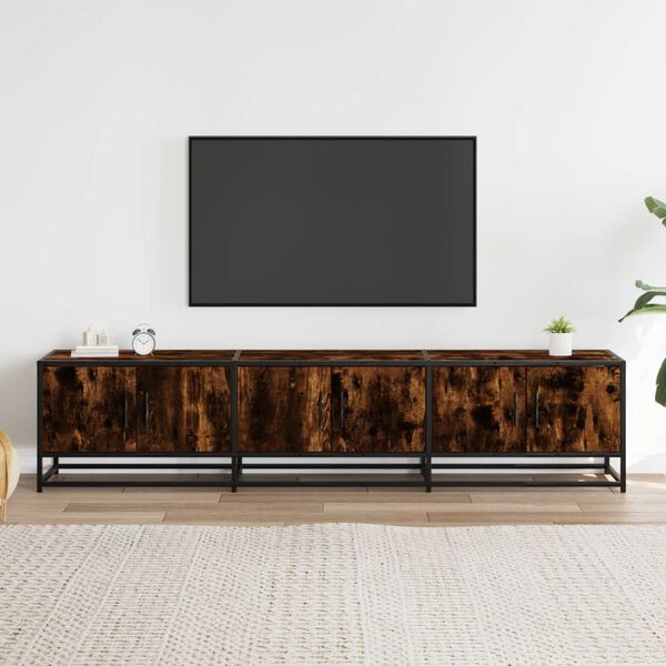 vidaXL TV Cabinet Smoked oak Engineered wood, metal Large TV Cabinet