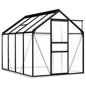 vidaXL Greenhouse Anthracite and transparent Aluminum and polycarbonate