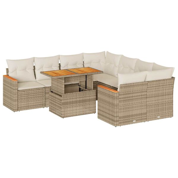 vidaXL Garden Sofa Set Beige Poly Rattan Large Modular Garden Sofa Set