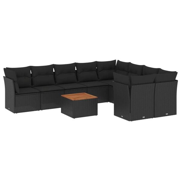 vidaXL Garden Sofa Set Black