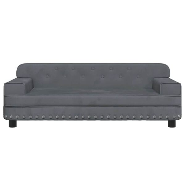 vidaXL Kids Sofa Dark Grey Velvet, Pine wood, Foam Mini