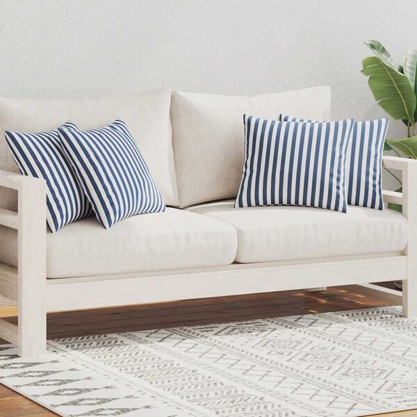 vidaXL Patio Pillows 4 pcs Stripe Print 17.7x17.7" Navy