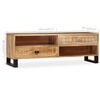 vidaXL TV Cabinet Natural Mango Wood Solid Mango Wood and Steel Medium