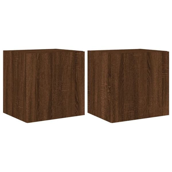 vidaXL TV Wall Cabinet Set of 2 Brown Oak Engineered wood Medium