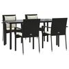 vidaXL Garden Dining Set Black and Cream White Poly Rattan 5-Piece Set