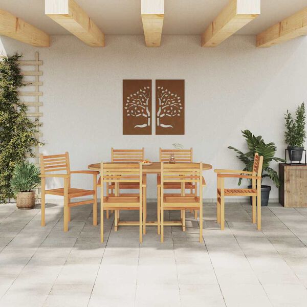 vidaXL Garden Dining Set 7 pcs Natural Solid Acacia Wood