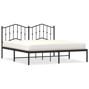 vidaXL Bed Frame Black Powder-coated steel King Bed Frame Rectangular